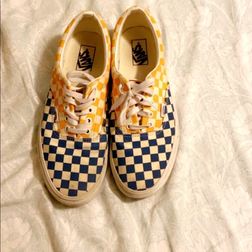 Checkered Vans(red,blue,yellow)